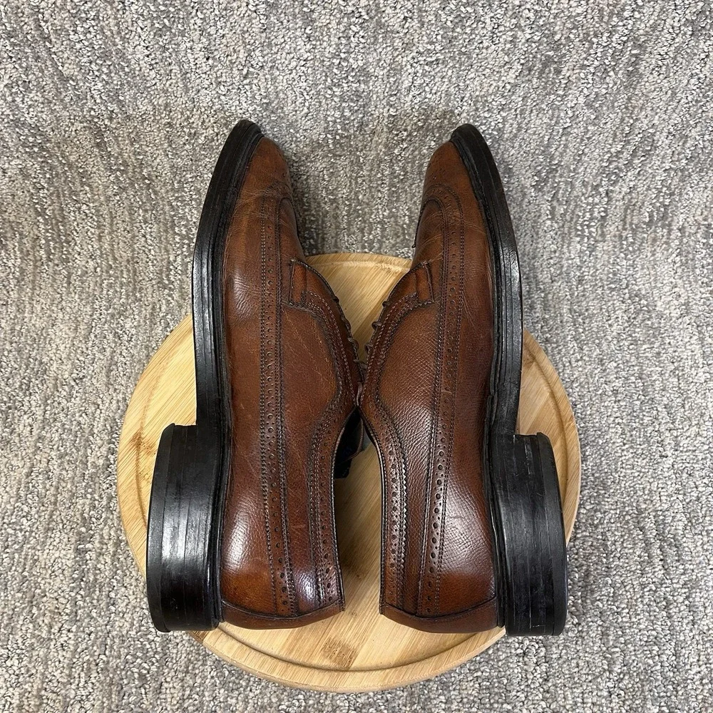 VTG Allen Edmonds Mens 10 MacNeil Brown Pebbled Leather Wingtip Brogue Shoe 9157
